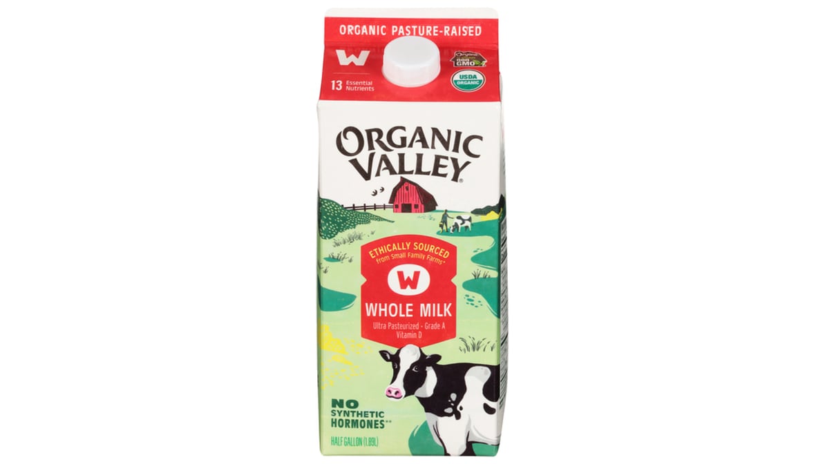 Organic Valley Ultra Pasteurized Whole Milk Carton (1/2 gal)